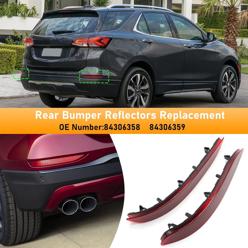 Abodvu Compatible with Chevy Equinox Rear Bumper Reflectors 2018-2022,Left Driver & Right Passenger Side Rear Bumper Red Marker Trims,Back Reflector W/O Bulbs Replacement for 3rd Gen Equinox,(1Pair) - Image 3